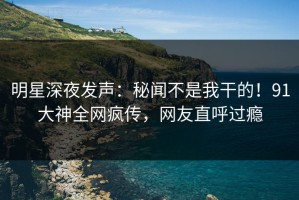 明星深夜发声：秘闻不是我干的！91大神全网疯传，网友直呼过瘾
