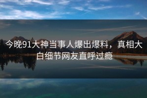 今晚91大神当事人爆出爆料，真相大白细节网友直呼过瘾