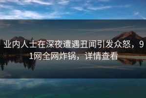 业内人士在深夜遭遇丑闻引发众怒，91网全网炸锅，详情查看
