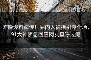 昨晚爆料疯传！圈内人被指引爆全场，91大神紧急回应网友直呼过瘾