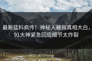 最新猛料疯传！神秘人被指真相大白，91大神紧急回应细节太炸裂