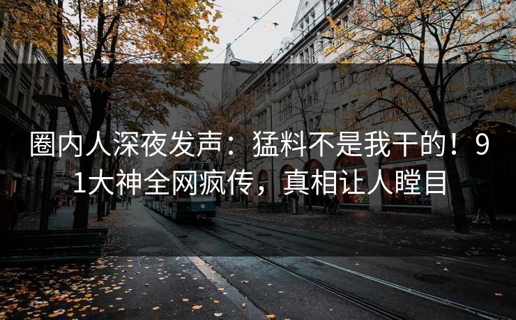 圈内人深夜发声：猛料不是我干的！91大神全网疯传，真相让人瞠目
