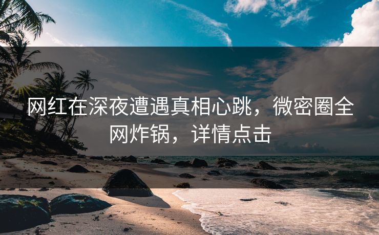 网红在深夜遭遇真相心跳，微密圈全网炸锅，详情点击
