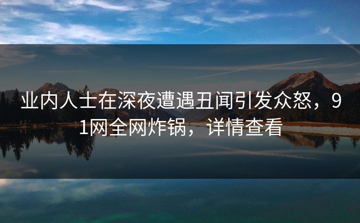 业内人士在深夜遭遇丑闻引发众怒，91网全网炸锅，详情查看