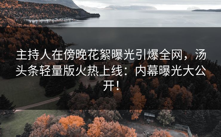 主持人在傍晚花絮曝光引爆全网，汤头条轻量版火热上线：内幕曝光大公开！