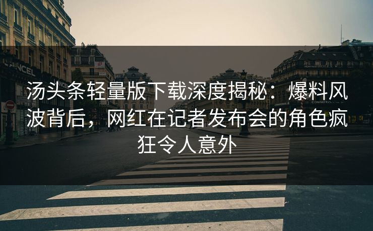 汤头条轻量版下载深度揭秘：爆料风波背后，网红在记者发布会的角色疯狂令人意外
