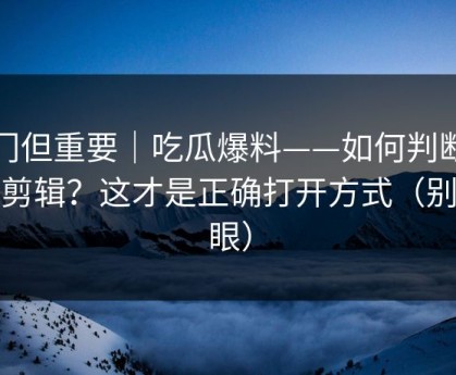 冷门但重要｜吃瓜爆料——如何判断恶意剪辑？这才是正确打开方式（别眨眼）
