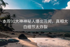 本周91大神神秘人爆出丑闻，真相大白细节太炸裂