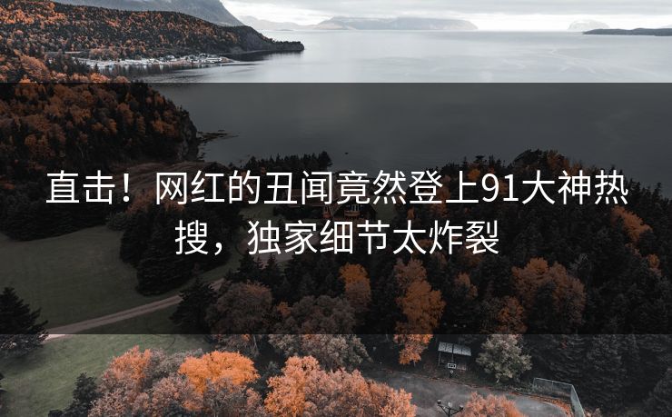 直击！网红的丑闻竟然登上91大神热搜，独家细节太炸裂