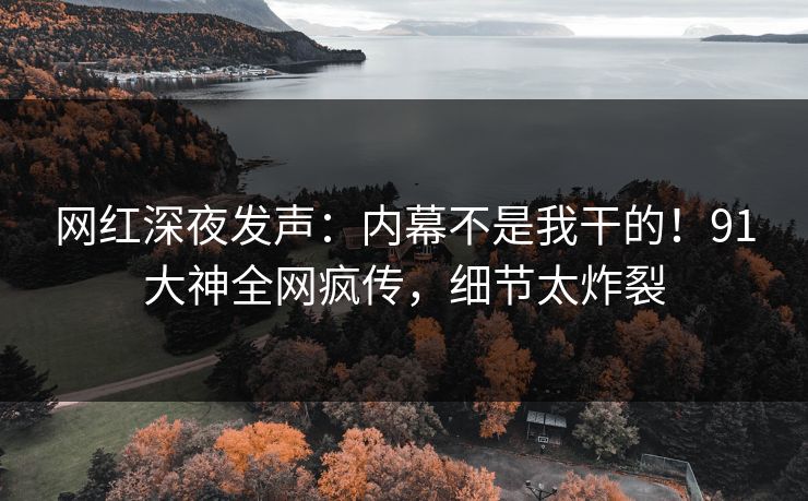 网红深夜发声：内幕不是我干的！91大神全网疯传，细节太炸裂