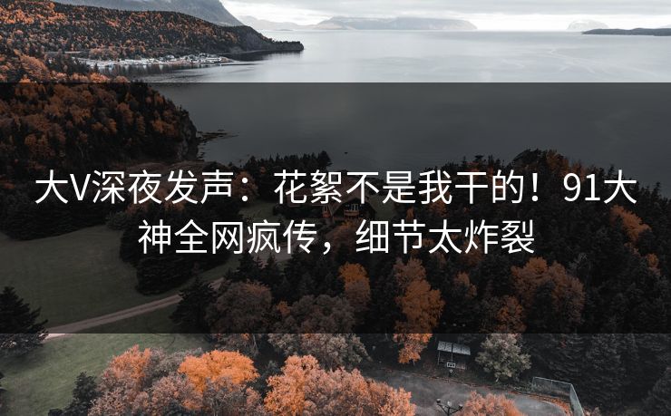 大V深夜发声：花絮不是我干的！91大神全网疯传，细节太炸裂