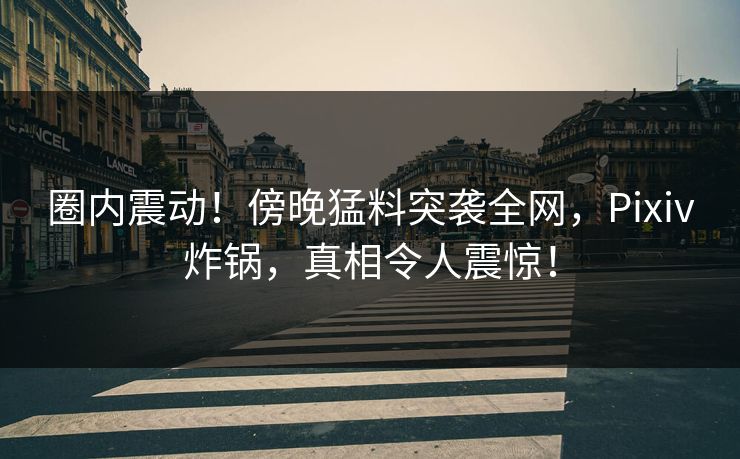 圈内震动！傍晚猛料突袭全网，Pixiv炸锅，真相令人震惊！